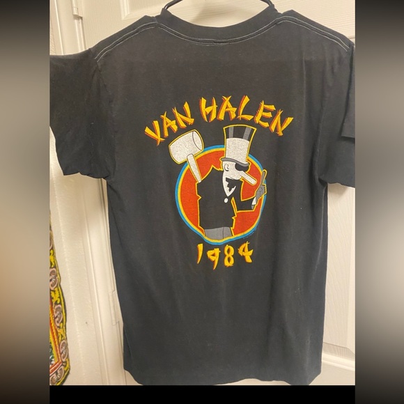 Vintage Tops - Van Halen single stitch vintage band tee - eagle graphic with back hit